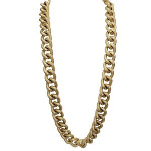 Avon Matte Gold Tone Textured Chunky Chain Vintage Aluminum Necklace Signed E981